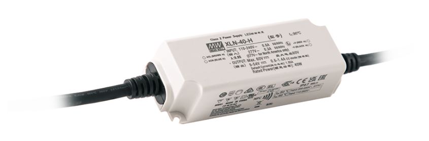 XLN-40, IP67 tæt flicker free LED-driver med konstant -strøm eller -udgangsspænding, fra MEAN WELL. Forhandler er Power Technic. Ring 70 208 210 for mere information.